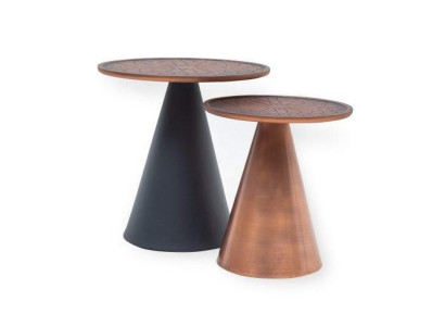High Gloss Multicolored Side tables Set of 2 Round Luxurious Living room